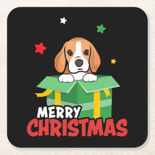 Beagle Santa Dog liebt frohe Weihnachten Weihnacht Rechteckiger Pappuntersetzer
