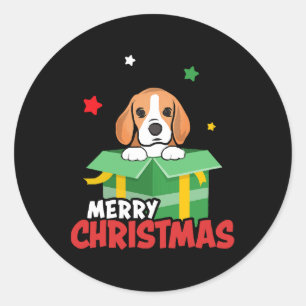 Beagle Santa Hundeliebhaber Frohe Weihnachten Xmas Runder Aufkleber