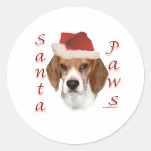 Beagle Santa Paws Runder Aufkleber