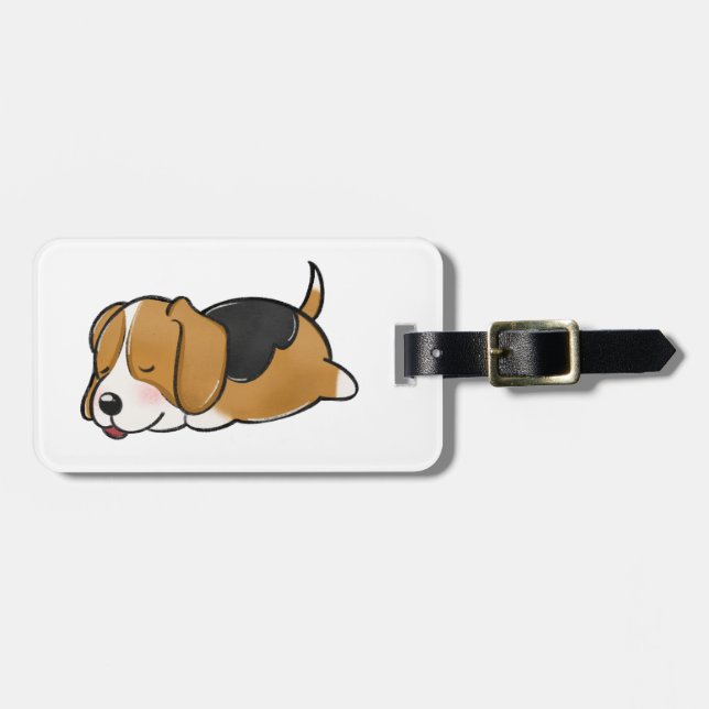 Beagle Schlafende Cartoon Gepäckanhänger (Vorderseite horizontal)