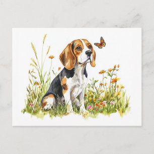 Beagle & Schmetterling - Postkarte
