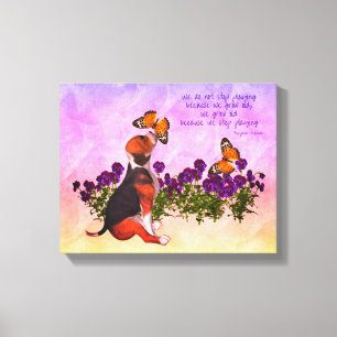 Beagle Schmetterlinge Blume Inspiration Life Zitat Leinwanddruck