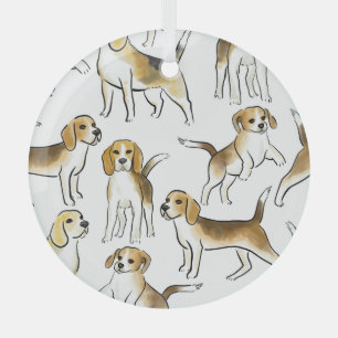 Beagle Schönheit: Wasserfarben-Hundemuster Ornament Aus Glas