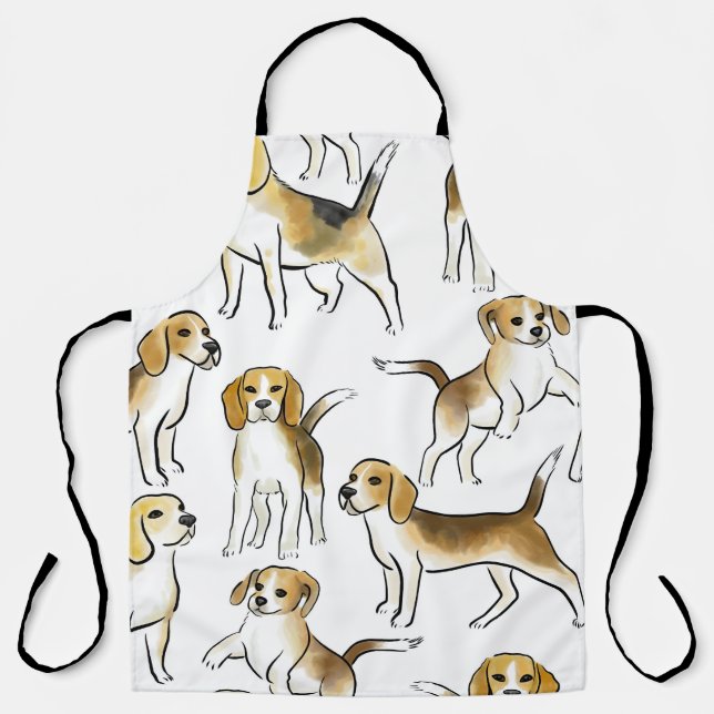 Beagle Schönheit: Wasserfarben-Hundemuster Schürze (Vorderseite)