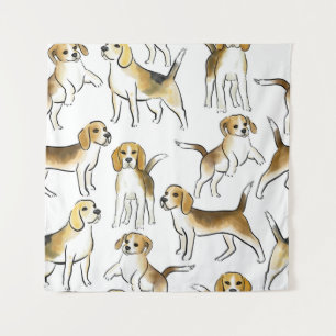 Beagle Schönheit: Wasserfarben-Hundemuster Wandteppich