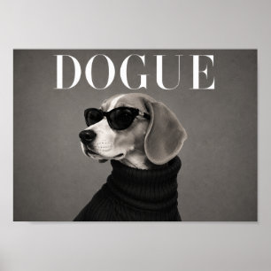 Beagle Schwarz-Weiß Mode-Hunde-Kunstprint Poster
