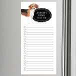 Beagle Shopping List Magnetic Notepad Magnetischer Notizblock<br><div class="desc">Kleine Sachen,  um einen Beagle Hund mit einem schwarzen Chalkboard-Rahmen personalisiert mit Ihrem Namen zu holen.</div>