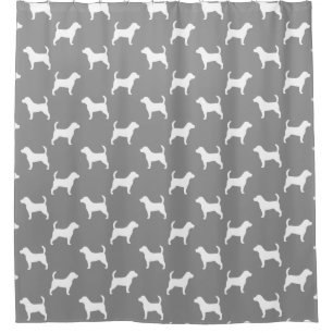 Beagle-Silhouette-Muster-Grau Duschvorhang