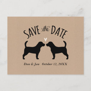 Beagle-Silhouetten, die Save the Date Wedding sind Ankündigungspostkarte