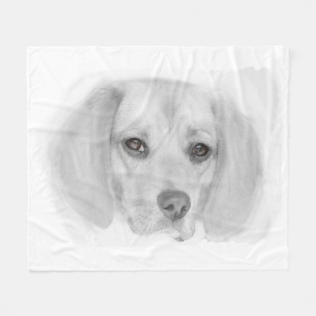 Beagle Sketch Fleece Blanket (Vorderseite (Horizontal))