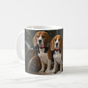 Beagle Snowy Sleigh Weihnachtsdekor Kaffeetasse