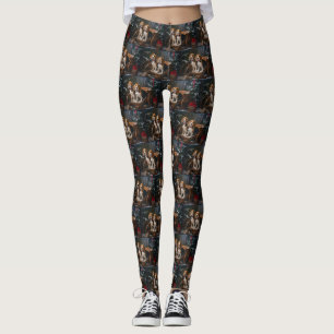 Beagle Snowy Sleigh Weihnachtsdekor Leggings