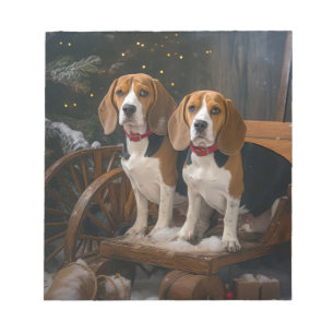 Beagle Snowy Sleigh Weihnachtsdekor Notizblock
