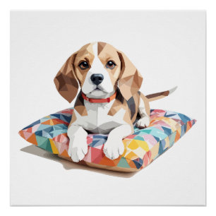 Beagle spielerisch schöne Schnitt Tier farbig lust Poster