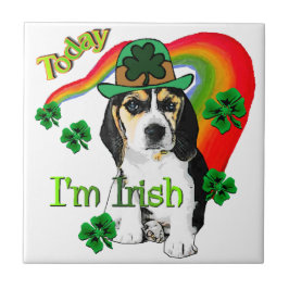 Beagle St Patrick's Day Fliese