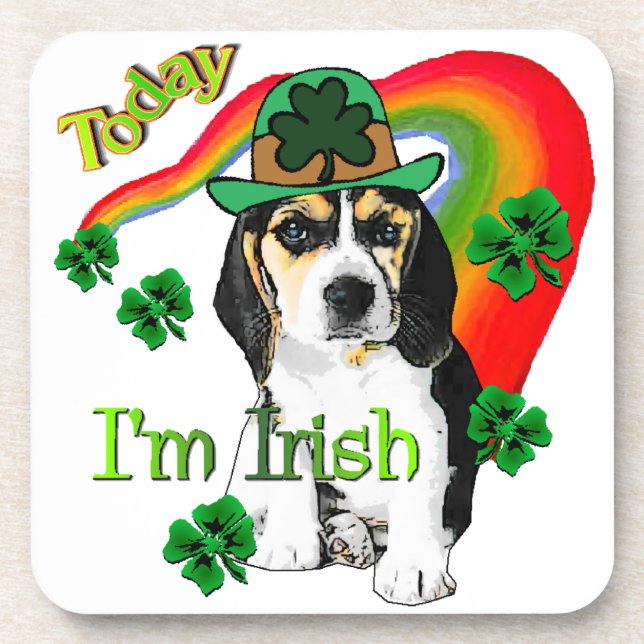 Beagle St Patrick's Day Getränkeuntersetzer (Vorderseite)