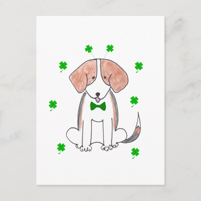 Beagle St. Patricks Day Postkarte (Vorderseite)
