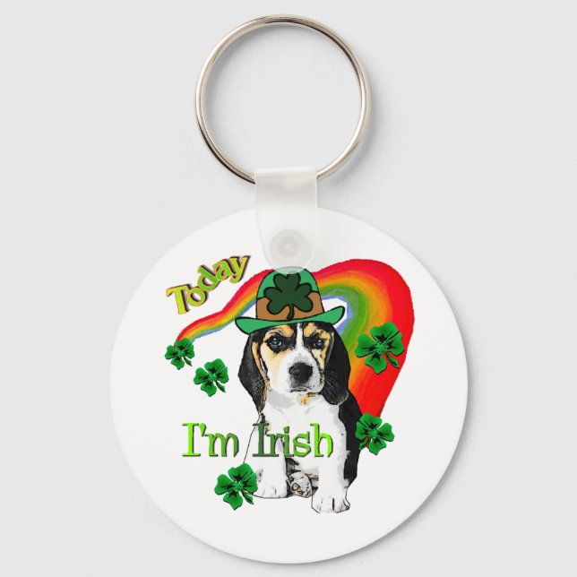 Beagle St Patrick's Day Schlüsselanhänger (Vorderseite)