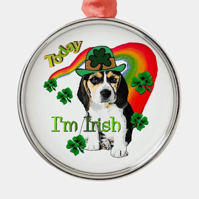 Beagle St Patrick's Day Silbernes Ornament (Vorne)
