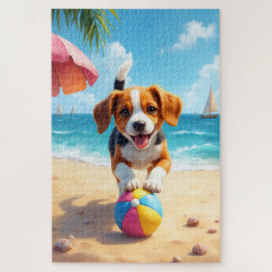 Beagle-Strand-Spielszene Puzzle