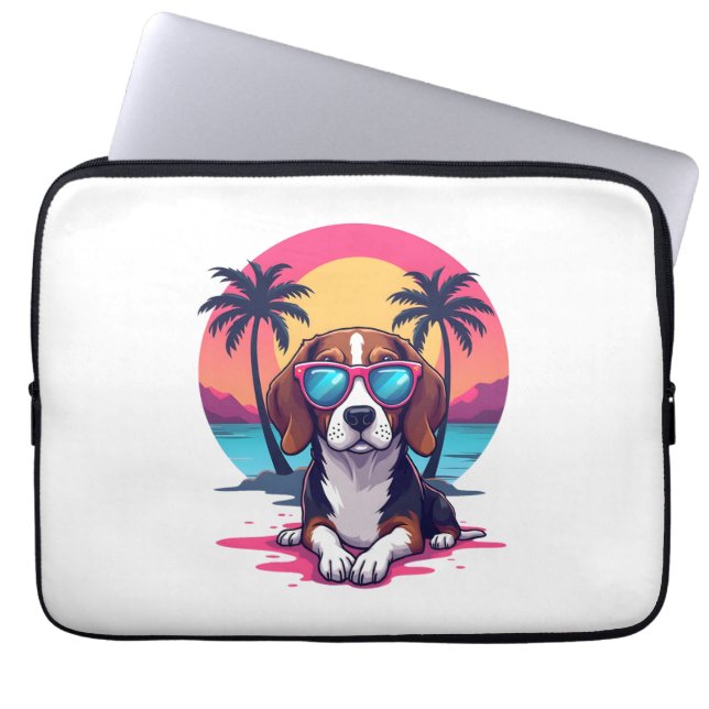 Beagle Sunset Background Shirt, Beagle Mama, Beagl Laptopschutzhülle (Vorderseite)