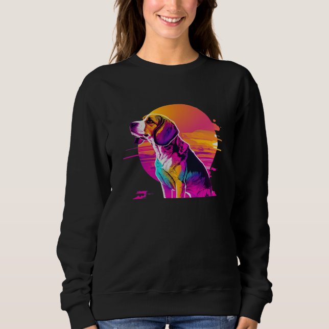 Beagle Synthwave 80s Retrowave Aesthetic Sweatshirt (Vorderseite)