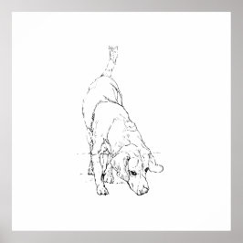 Beagle-Tasse – handgezeichnete Tinte-Hund Poster
