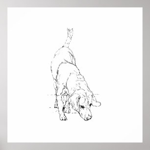 Beagle-Tasse – handgezeichnete Tinte-Hund Poster
