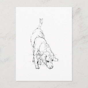Beagle-Tasse – handgezeichneter Tinten-Hund Postkarte