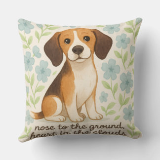 Beagle Throw Pillow Gift for Dog Lovers Floral Pet Kissen