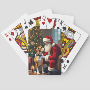 Beagle trifft Weihnachtsmann Weihnachtsbild Spielkarten
