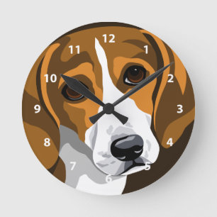 Beagle-Uhren für Hundeliebhaber Runde Wanduhr