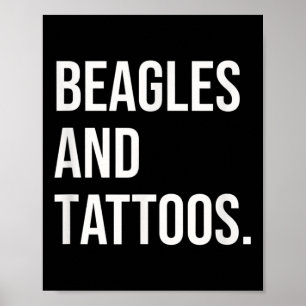 Beagle und Besitzer des Beagle in Tattoos, Hund in Poster