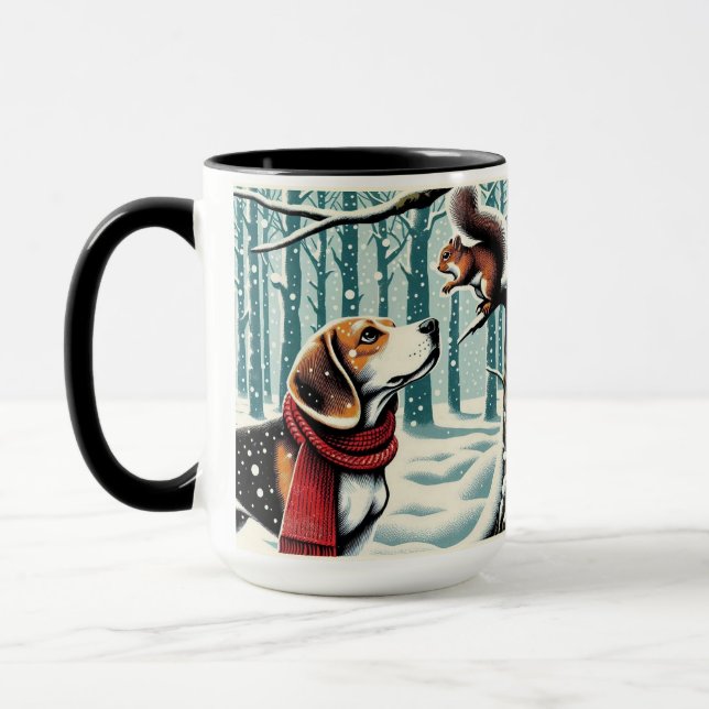 Beagle und Eichhörnchen Weihnachts-Tasse-Cup Tasse (Links)