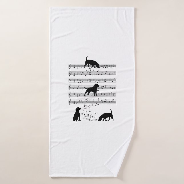 Beagle und Musiknote Clef Musiker Niedlicher Beagl Badehandtuch (Badehandtuch)