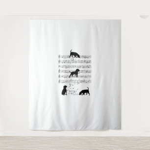Beagle und Musiknote Clef Musiker Niedlicher Beagl Wandteppich