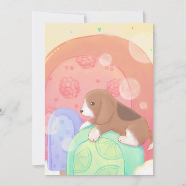 Beagle und Popsicles Einladung (Vorderseite)