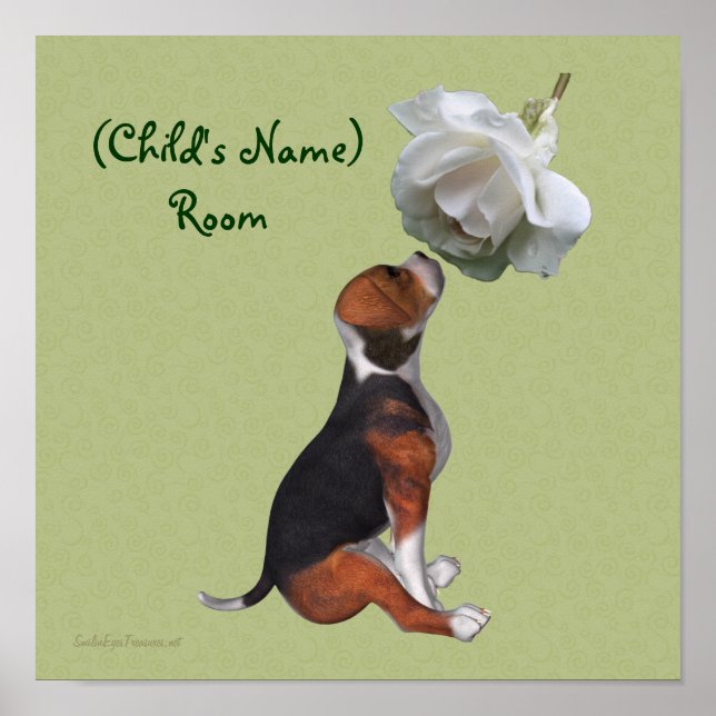Beagle und Rose Kinderzimmer Personalized  Poster (Vorne)
