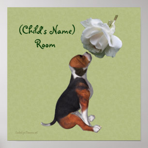 Beagle und Rose Zimmer Personalisiertes Poster