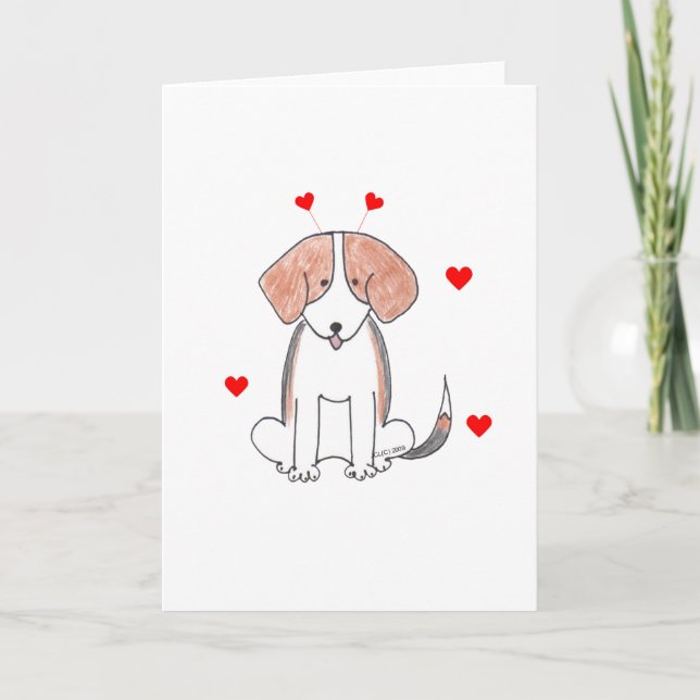 Beagle Valentine Ears Feiertagskarte (Vorderseite)
