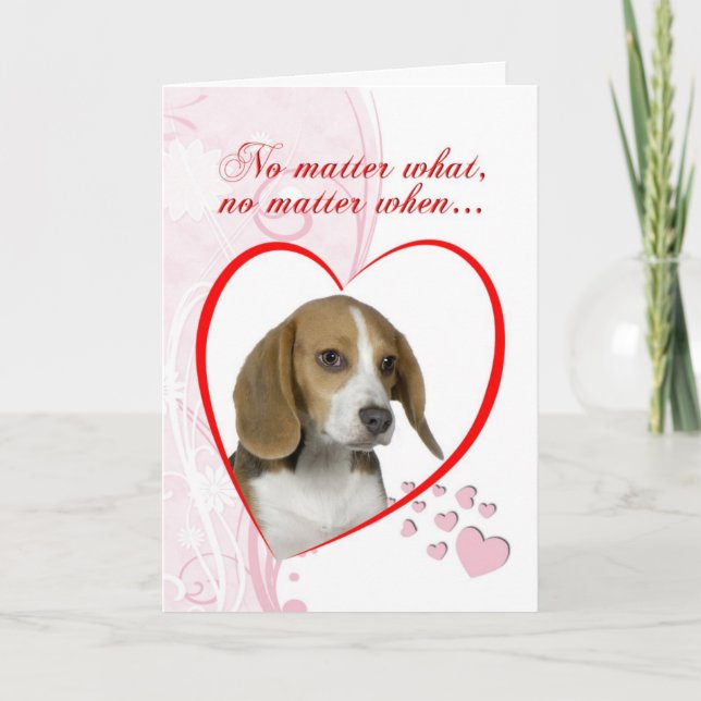 Beagle Valentine Feiertagskarte (Vorderseite)