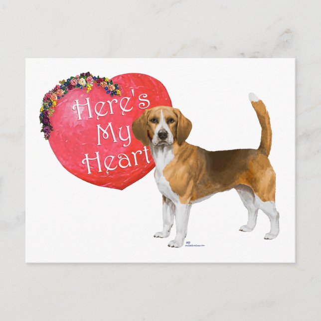 Beagle Valentine Feiertagspostkarte (Vorderseite)