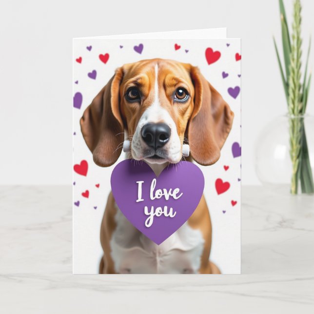 Beagle Valentine I Love You Card Karte (Vorderseite)