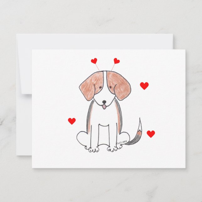 Beagle Valentine Oars Feiertagskarte (Vorderseite)