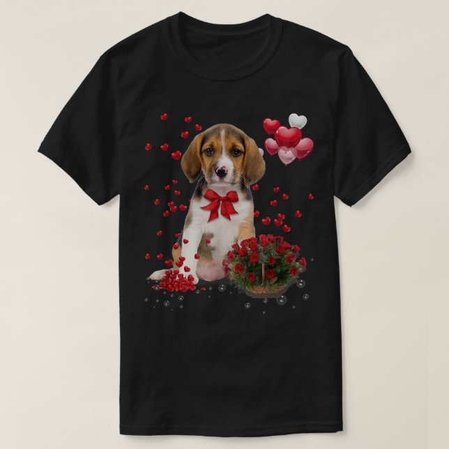 Beagle Valentines Day  Funny Dog Lover Happy Valen T-Shirt (Design vorne)