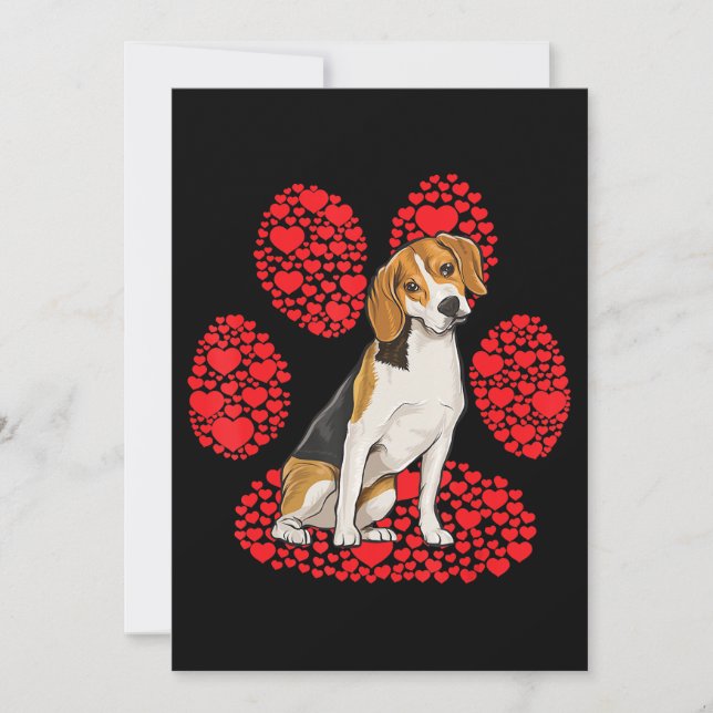 Beagle Valentinstag Dog Liebe Paw Ankündigung (Vorderseite)