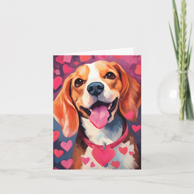 Beagle Valentinstag Karte (Vorderseite)