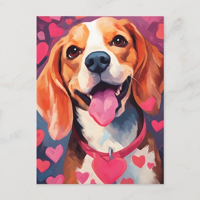 Beagle Valentinstag Postkarte (Vorderseite)