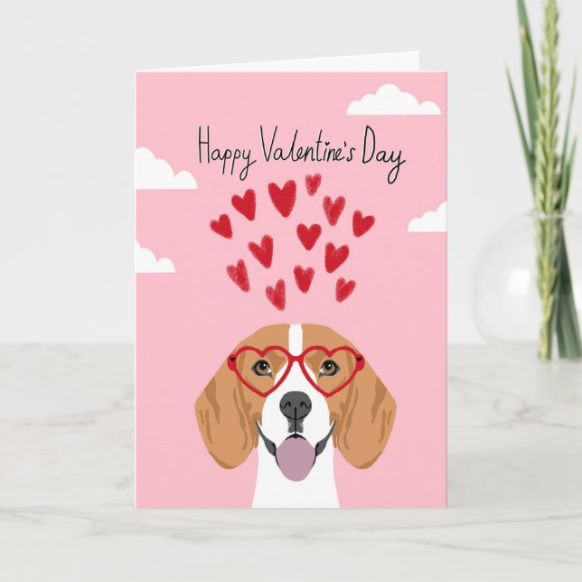 Beagle-Valentinstaghundekarte Feiertagskarte (Vorderseite)