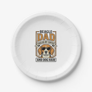 Beagle-Vater, angetrieben von Kaffee und Hundefell Pappteller